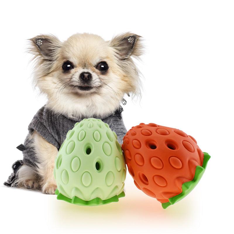 Strawberry Surprise Leaky Food Ball - Durable Chew Toy For Dogs And