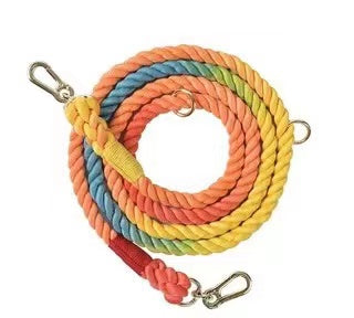 HANDS FREE DOG ROPE LEASH - DARK RAINBOW