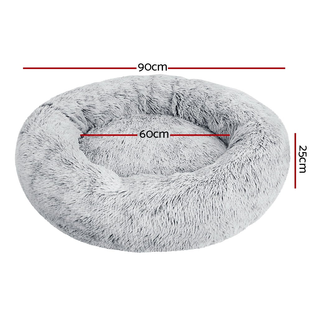 i.Pet Pet Bed Dog Cat 90cm Large Calming Soft Plush Light Charcoal