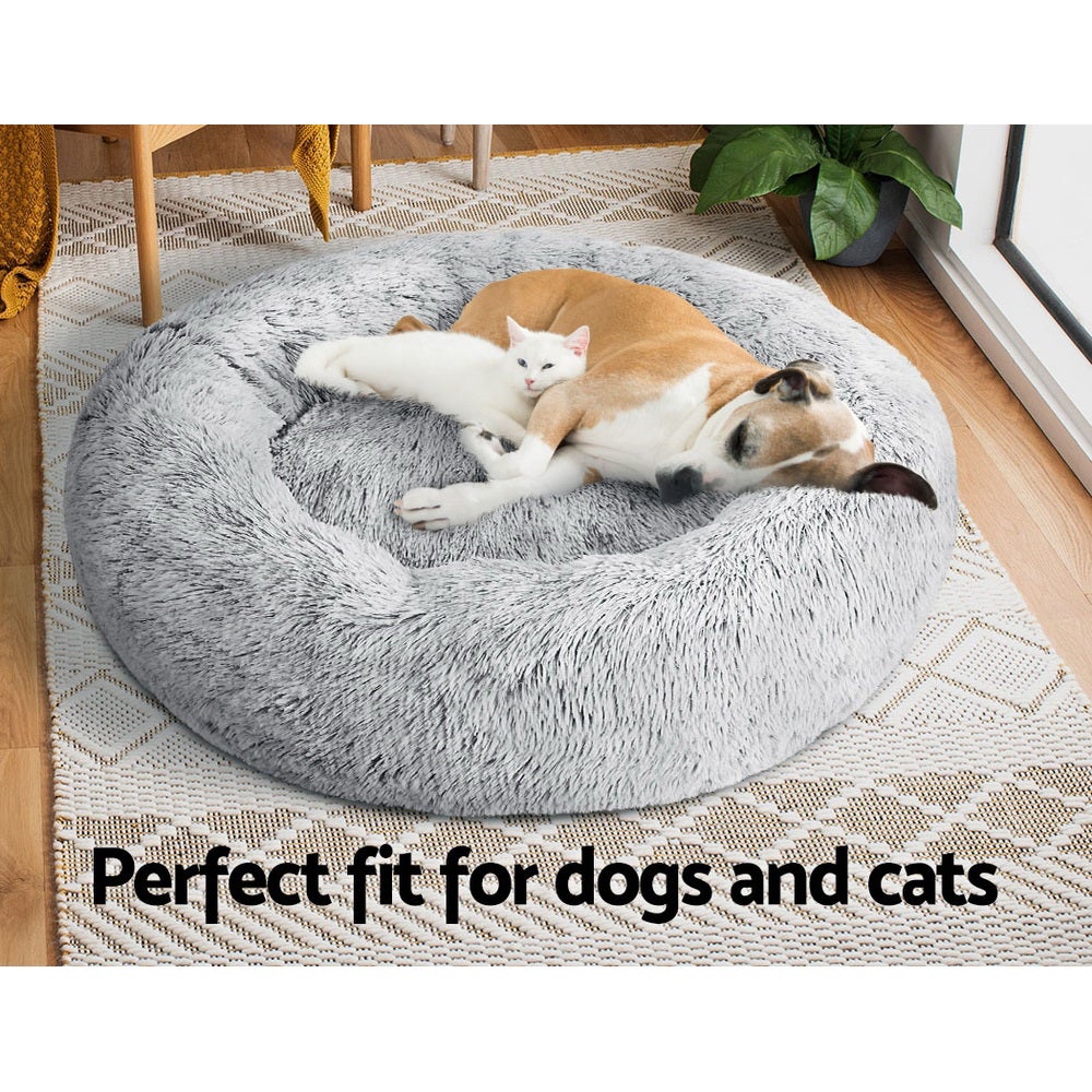 i.Pet Pet Bed Dog Cat 90cm Large Calming Soft Plush Light Charcoal