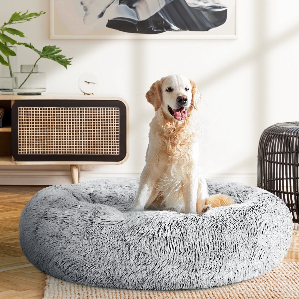 i.Pet Pet Bed Dog Cat 90cm Large Calming Soft Plush Light Charcoal