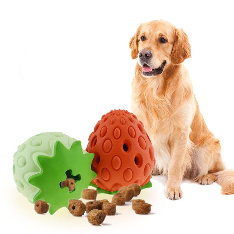 Strawberry Surprise Leaky Food Ball - Durable Chew Toy For Dogs And